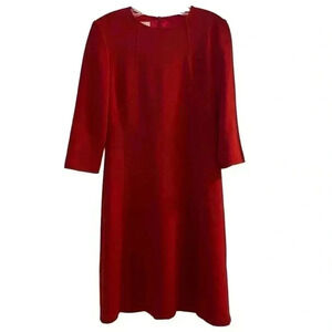 Talbots Petites Red Knee Length Dress Size 8 3/4 Sleeve Elegant‎ Sophisticated